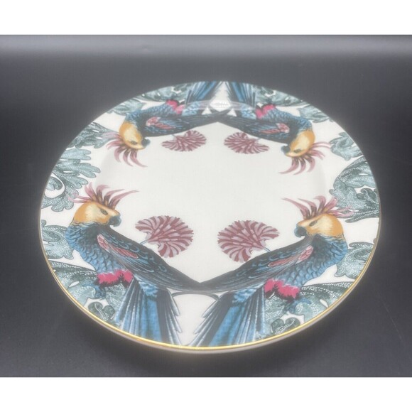 H & M Home Porcelain PARROT Motif Oval Serving Platter/Tray And Bowl RARE NWT - Picture 3 of 8
